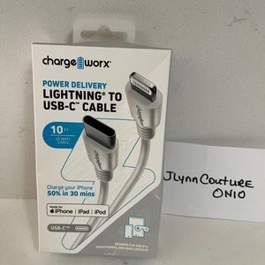 Charge Worx Power delivery Lightening to usb cable Charge Iphone 50% in 30 NEW!